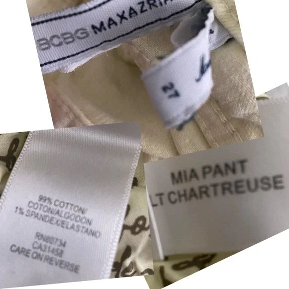 BCBGMAXAZRIA Chartreuse Mia pant/jeans 27 - Picture 5 of 6